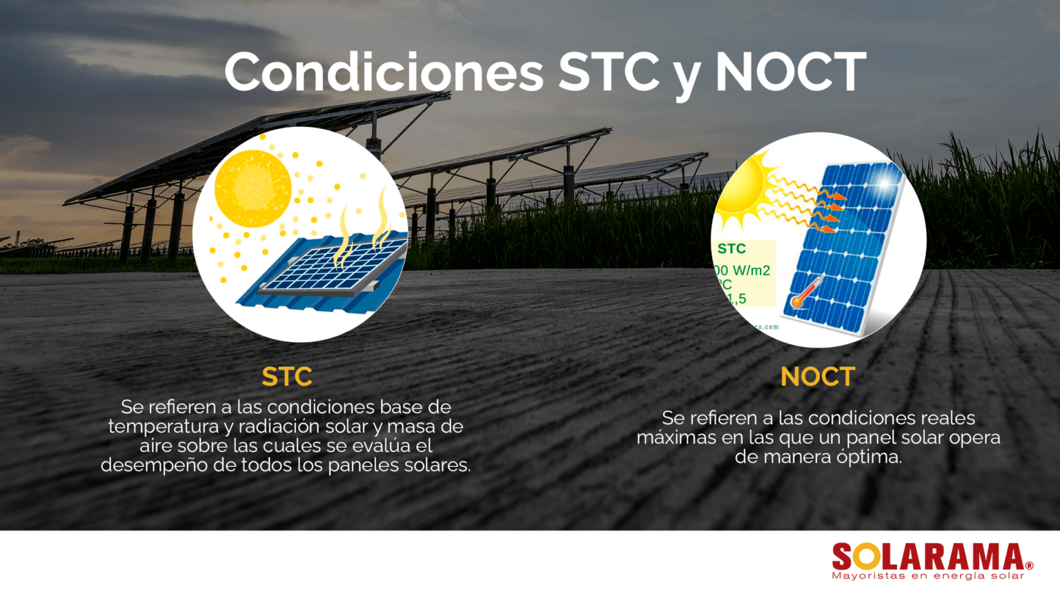 ¿Qué son las condiciones STC y NOCT?